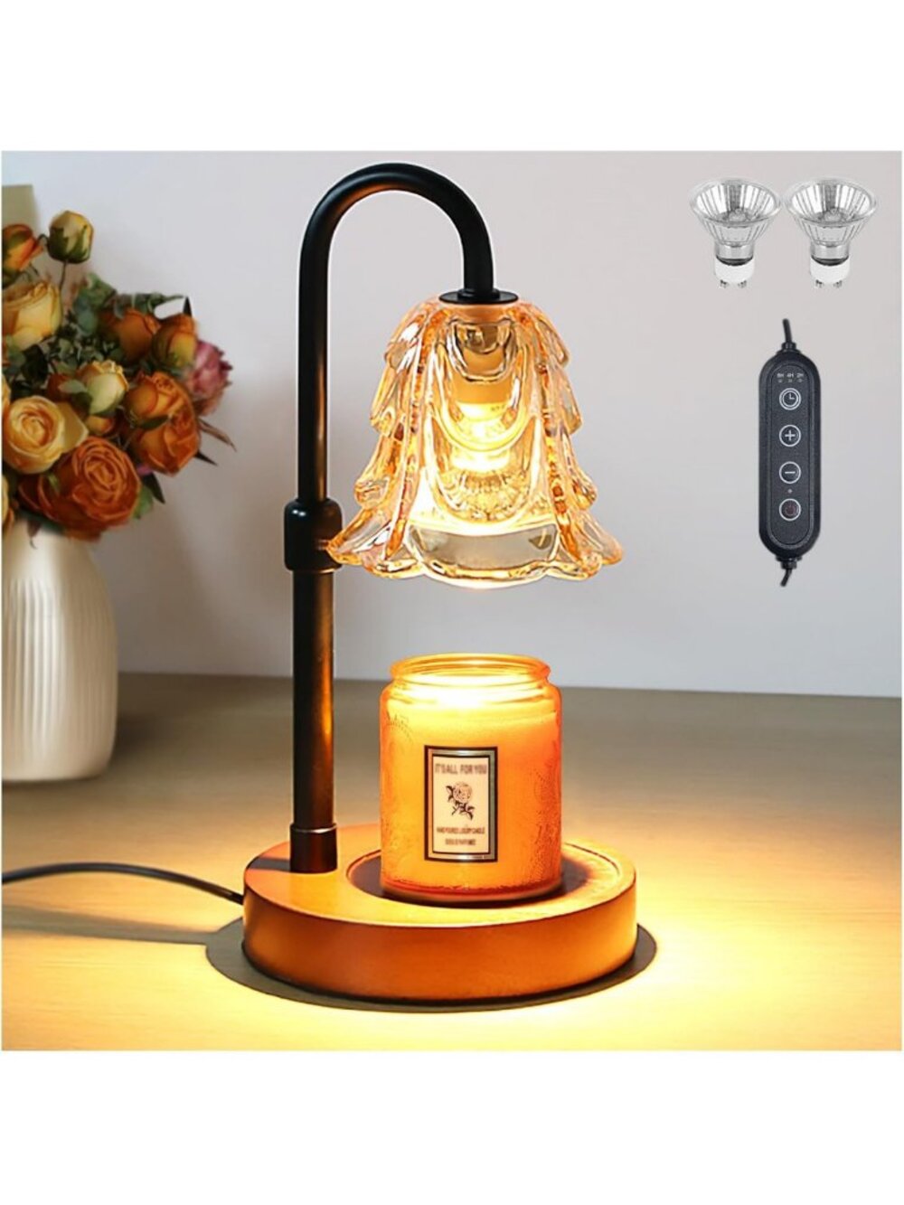 Adjustable Candle Warmer Lamp with Timer & Dimmer - Perfect for Home Decor